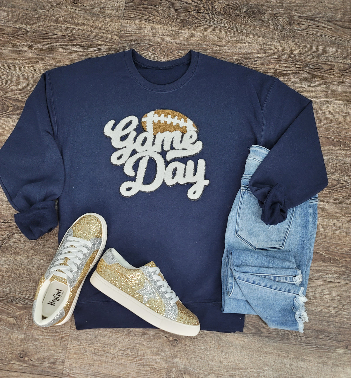 Hazel Blues® |  Game Day w/Football Patch Sweatshirts