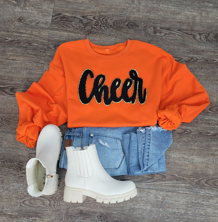 Hazel Blues® |  Cheer Script Chenille Patch Sweatshirt