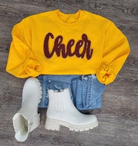 3Blues Designs |  Cheer Script Chenille Patch Sweatshirt