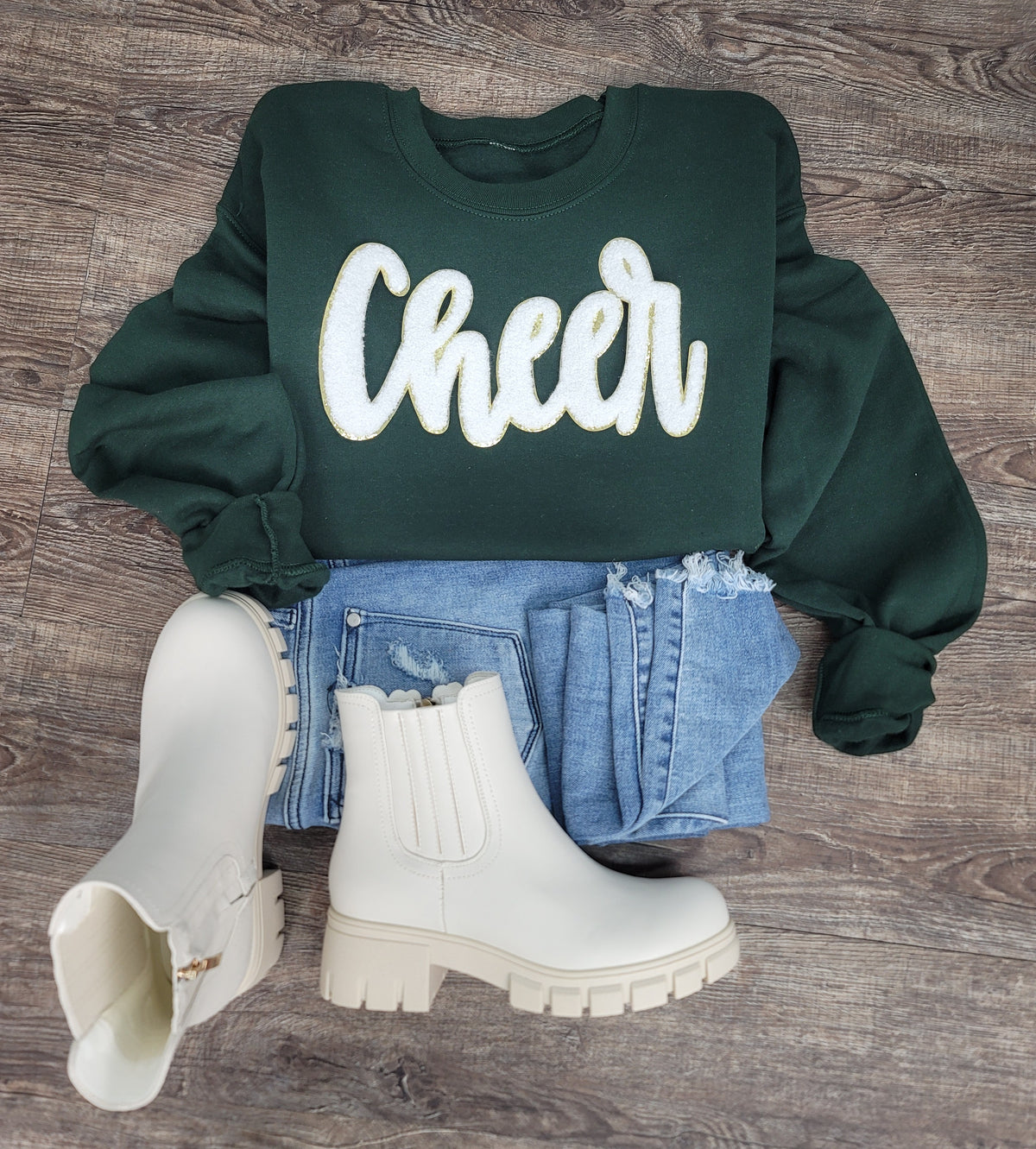 Hazel Blues® |  Cheer Script Chenille Patch Sweatshirt