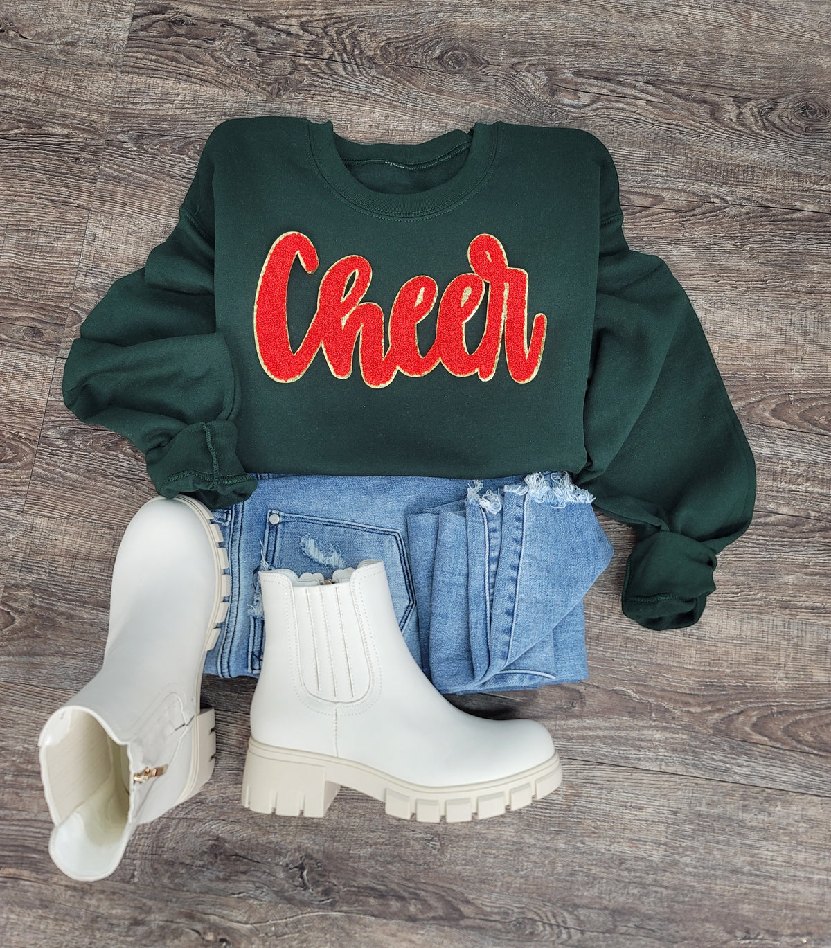 Hazel Blues® |  Cheer Script Chenille Patch Sweatshirt