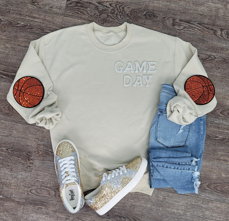 Hazel Blues® |  Game Day Pearl w/Basketball Patch Sweatshirt