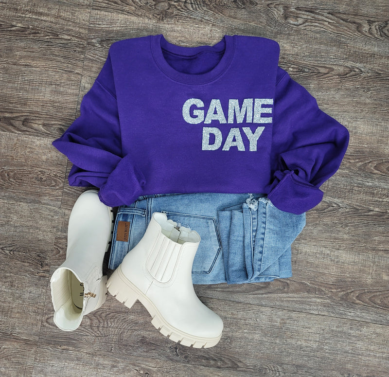 Hazel Blues® |  Game Day Rhinestones Patch Sweatshirt