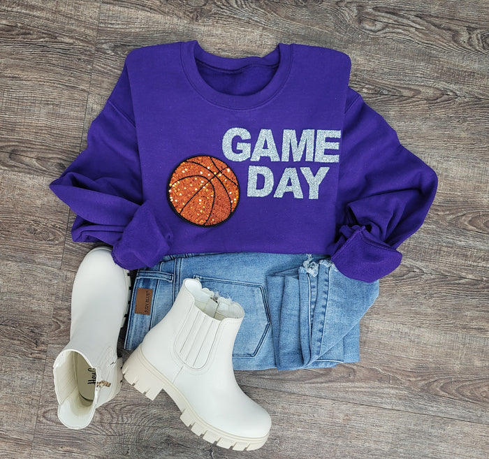 Hazel Blues® |  Game Day Rhinestones Patch Sweatshirt