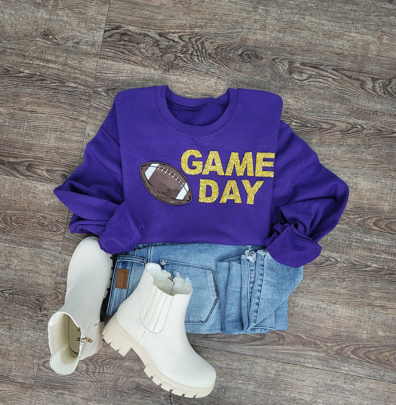 Hazel Blues® |  Game Day Rhinestones Patch Sweatshirt