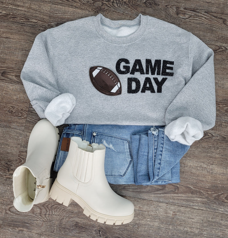 Hazel Blues® |  Game Day Rhinestones Patch Sweatshirt