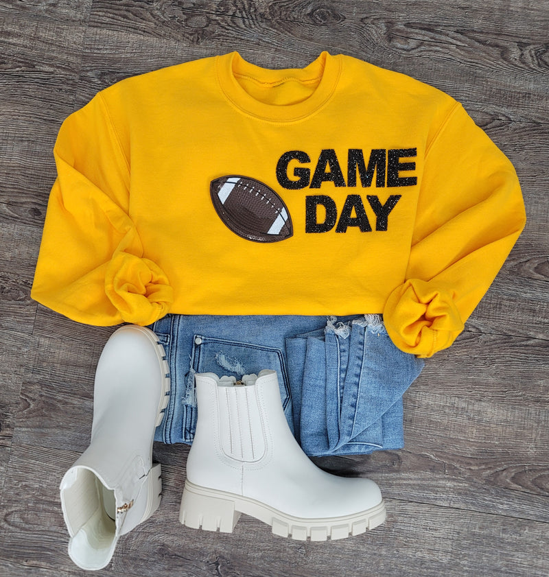 Hazel Blues® |  Game Day Rhinestones Patch Sweatshirt