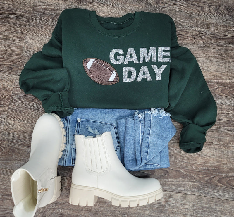 Hazel Blues® |  Game Day Rhinestones Patch Sweatshirt