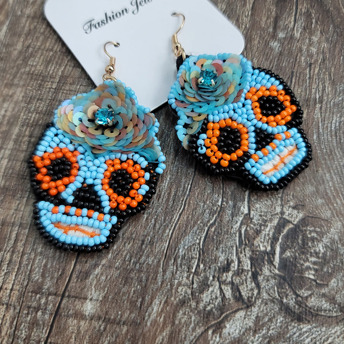 Hazel Blues® |  Day of the Dead Skull Beaded Earrings