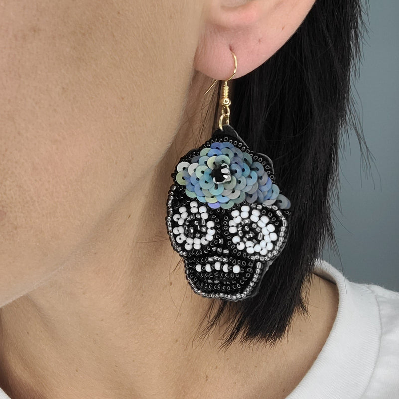 Hazel Blues® |  Day of the Dead Skull Beaded Earrings