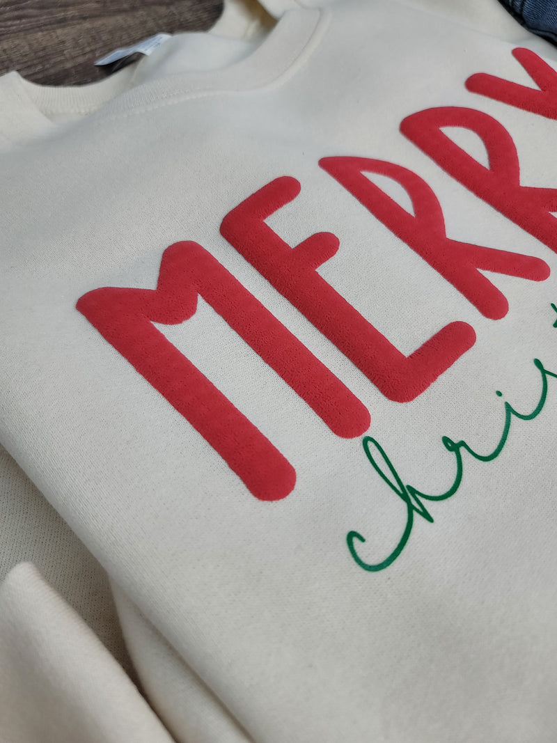 Hazel Blues® |  Merry Christmas Puff Print Graphic Sweatshirt