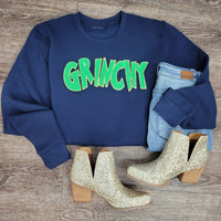 3Blues Designs |   Hazel Blues® |  Grinchy Chenille Patch Sweatshirt: LIME GREEN