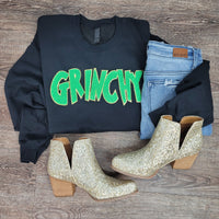 3Blues Designs |   Hazel Blues® |  Grinchy Chenille Patch Sweatshirt: LIME GREEN