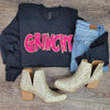 Hazel Blues® |  Grinchy Chenille Patch Sweatshirt: HOT PINK