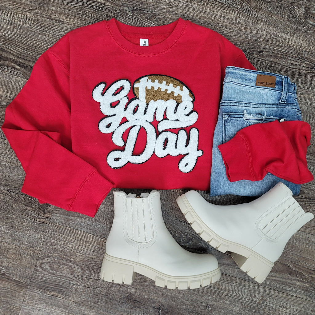 Hazel Blues® |  Game Day w/Football Patch Sweatshirts