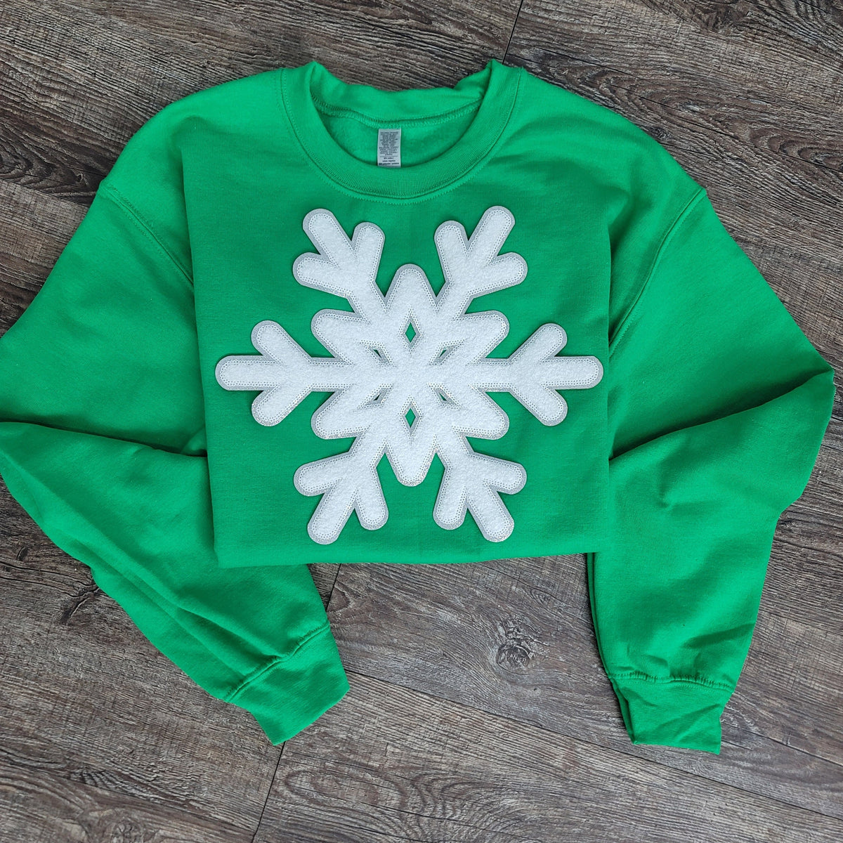 Hazel Blues® |  Large Snowflake Chenille Patch Sweatshirt