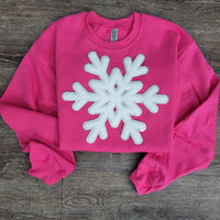 3Blues Designs |   Hazel Blues® |  Large Snowflake Chenille Patch Sweatshirt