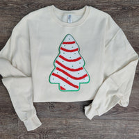 Hazel Blues® |  Debbie Cake Tree Chenille Patch Sweatshirt