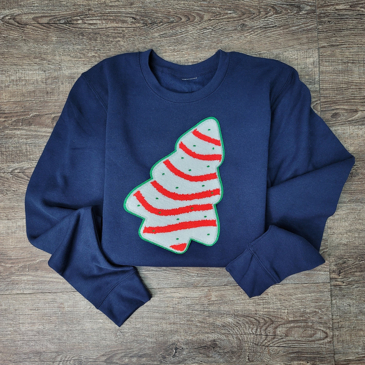 Hazel Blues® |  Debbie Cake Tree Chenille Patch Sweatshirt