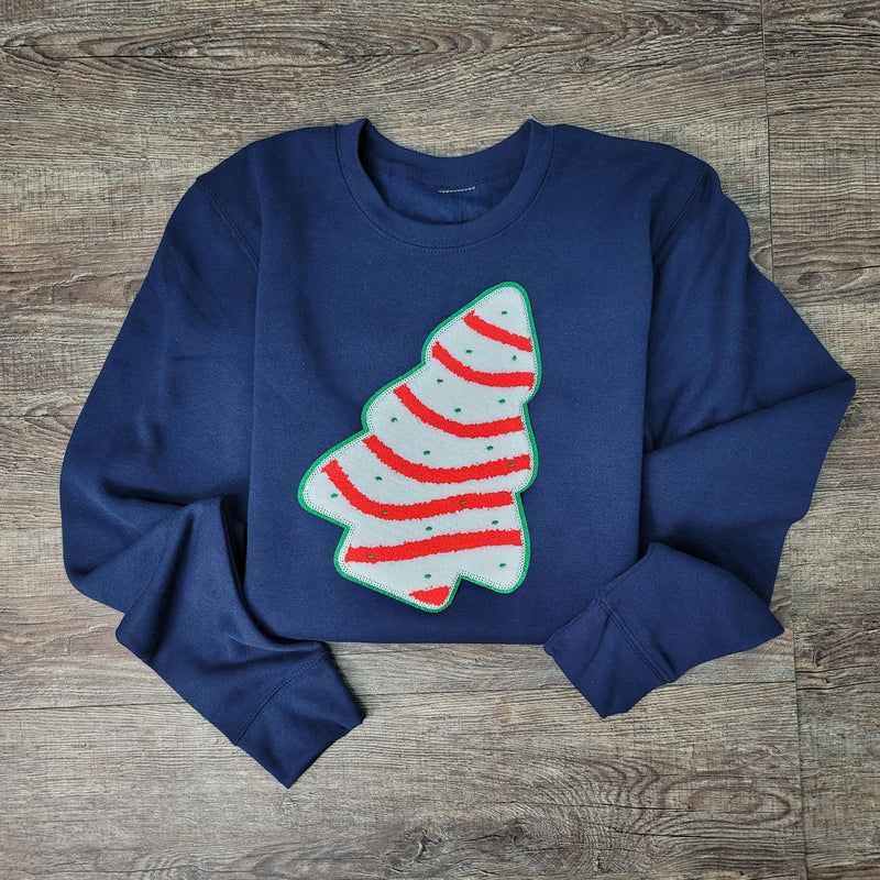 3Blues Designs |   Debbie Cake Tree Chenille Patch Sweatshirt