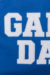 Hazel Blues® |  PREORDER: Embroidered Glitter Game Day Sweatshirt in Royal Blue/White