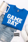 Hazel Blues® |  PREORDER: Embroidered Glitter Game Day Sweatshirt in Royal Blue/White