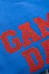 Hazel Blues® |  PREORDER: Embroidered Glitter Game Day Sweatshirt in Royal Blue/Red