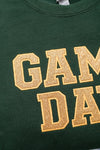 Hazel Blues® |  PREORDER: Embroidered Glitter Game Day Sweatshirt in Forest Green/Old Gold