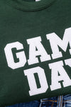 Hazel Blues® |  PREORDER: Embroidered Glitter Game Day Sweatshirt in Forest Green/White