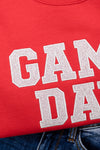 Hazel Blues® |  PREORDER: Embroidered Glitter Game Day Sweatshirt in Red/Silver