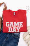 Hazel Blues® |  PREORDER: Embroidered Glitter Game Day Sweatshirt in Red/Silver