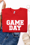 Hazel Blues® |  PREORDER: Embroidered Glitter Game Day Sweatshirt in Red/White