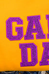 Hazel Blues® |  PREORDER: Embroidered Glitter Game Day Sweatshirt in Gold/Purple