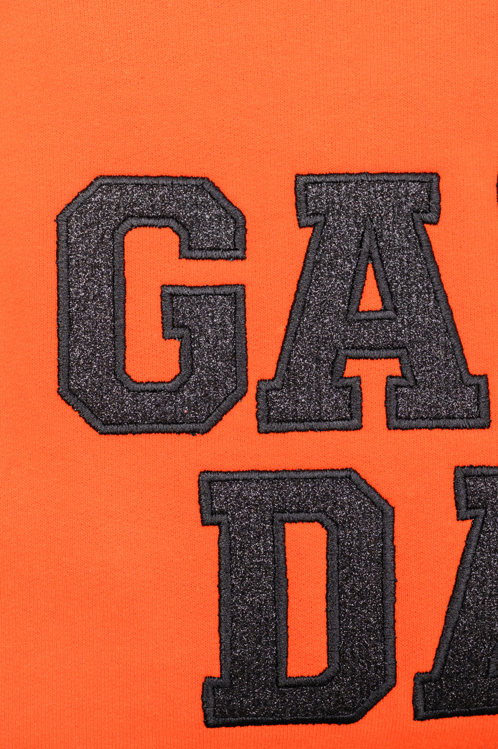 Hazel Blues® |  PREORDER: Embroidered Glitter Game Day Sweatshirt in Orange/Black