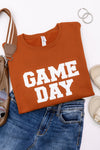 Hazel Blues® |  PREORDER: Embroidered Glitter Game Day Sweatshirt in Burnt Orange/White