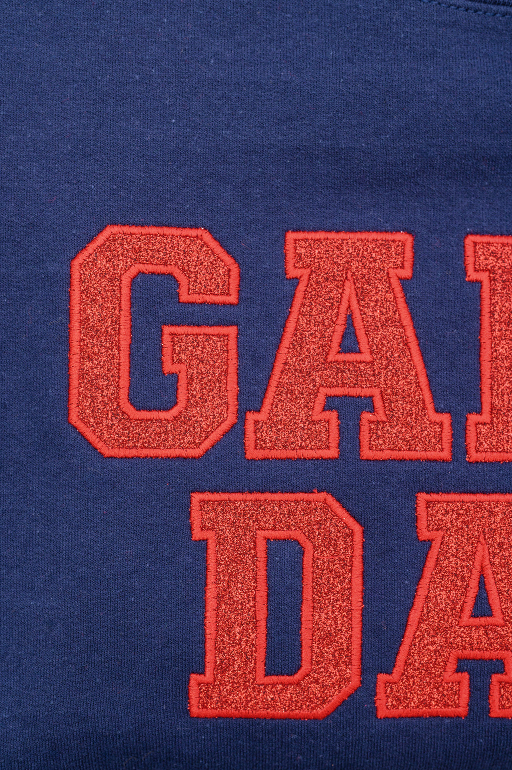 Hazel Blues® |  PREORDER: Embroidered Glitter Game Day Sweatshirt in Navy/Red