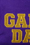 Hazel Blues® |  PREORDER: Embroidered Glitter Game Day Sweatshirt in Purple/Golden Yellow