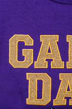 Hazel Blues® |  PREORDER: Embroidered Glitter Game Day Sweatshirt in Purple/Old Gold