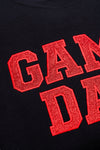 Hazel Blues® |  PREORDER: Embroidered Glitter Game Day Sweatshirt in Black/Red