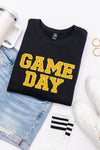 Hazel Blues® |  PREORDER: Embroidered Glitter Game Day Sweatshirt in Black/Golden Yellow