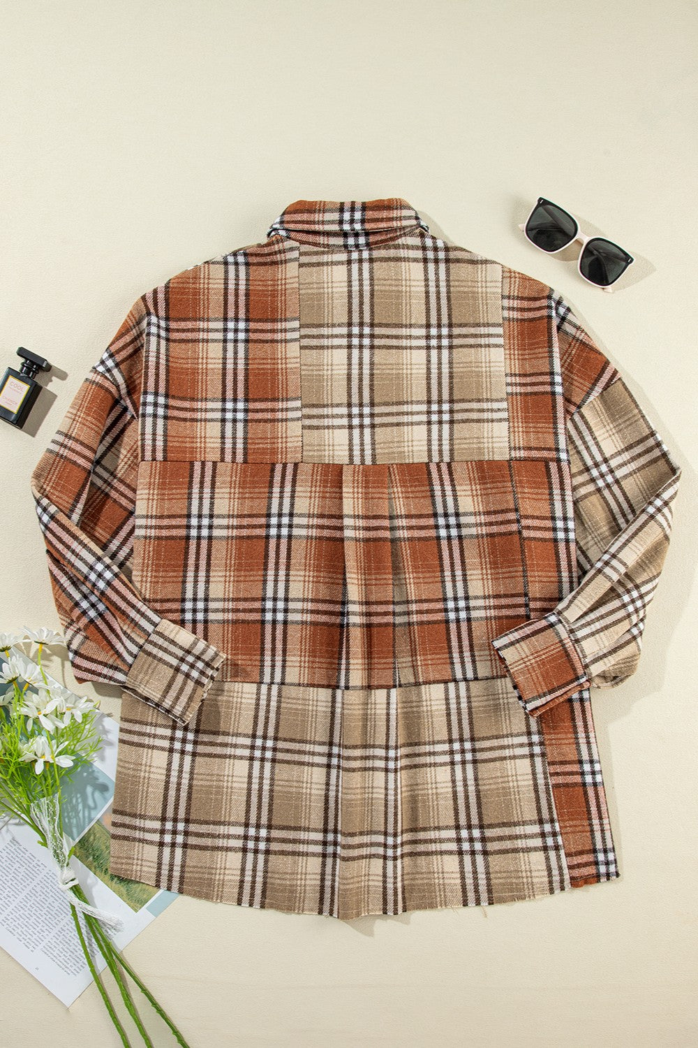 Hazel Blues® |  Plaid Snap Down Dropped Shoulder Shacket