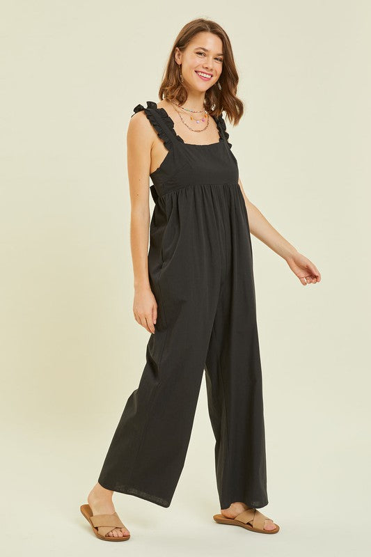 Hazel Blues® |  Wide Leg Jumpsuit Featured with Back Tie Detail