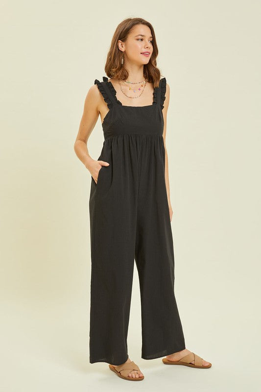 Hazel Blues® |  Wide Leg Jumpsuit Featured with Back Tie Detail