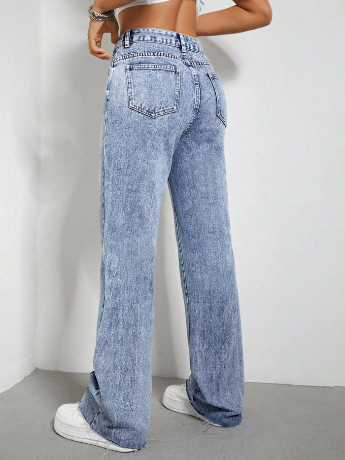 Hazel Blues® |  Contrast Bootcut Jeans with Pockets