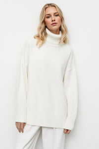 Hazel Blues® |  Basic Bae Turtleneck Dropped Shoulder Long Sleeve Sweater