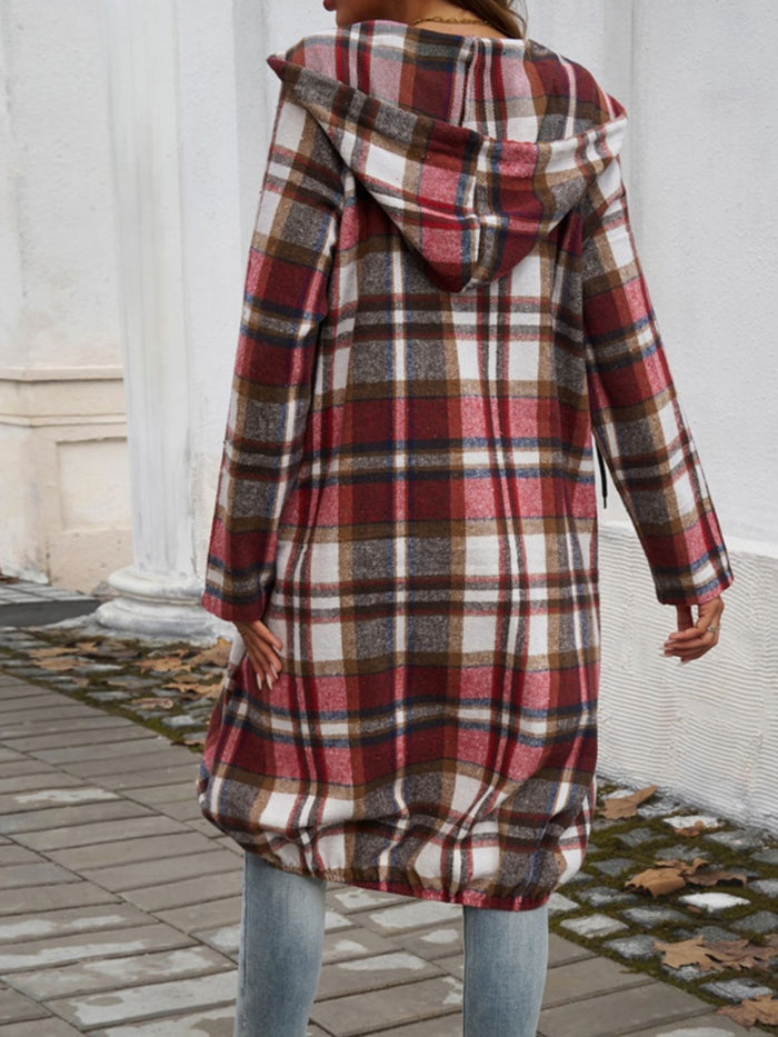 Hazel Blues® |  Plaid Zip Up Hooded Coat