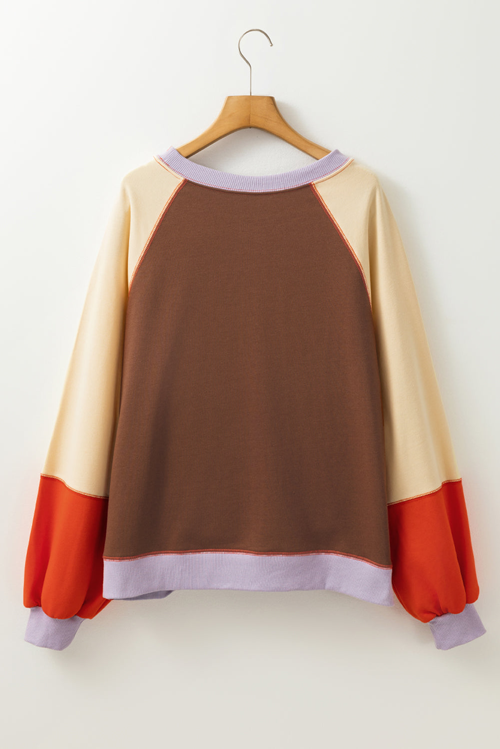 Hazel Blues® |  Color Block Round Neck Long Sleeve Sweatshirt