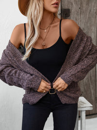 Hazel Blues® |  Cable-Knit Open Front Long Sleeve Cardigan