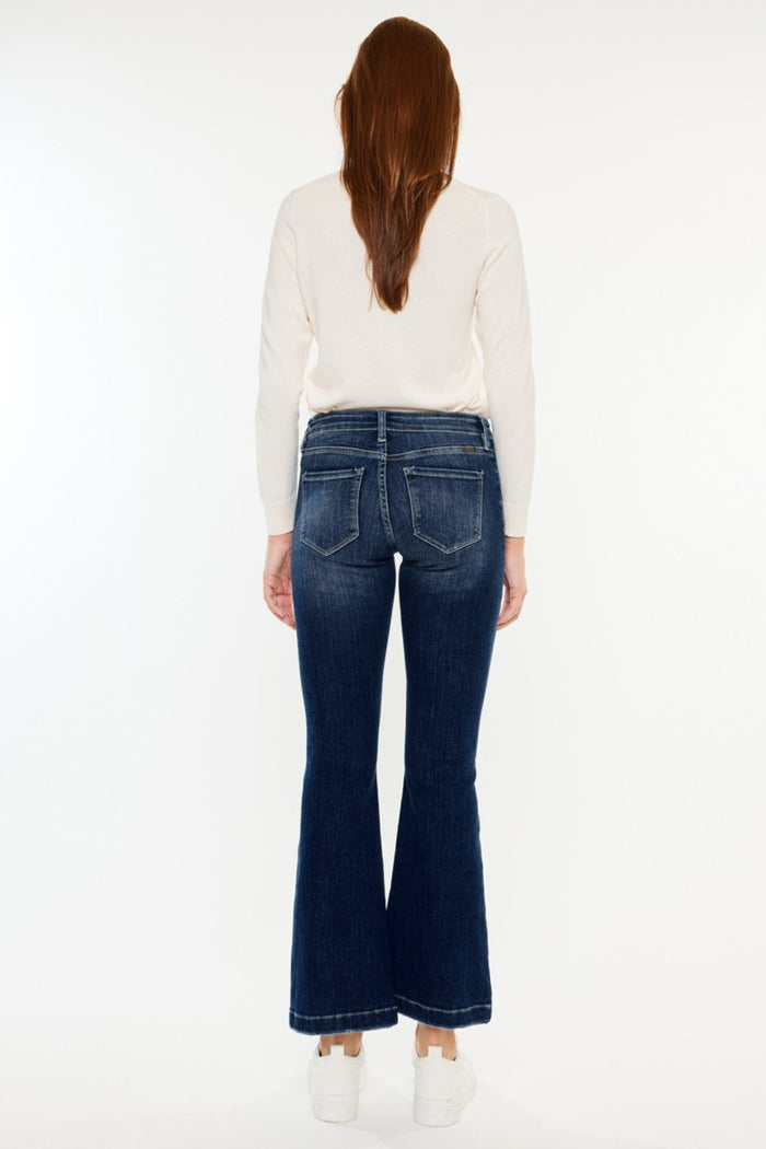 Hazel Blues® |  Kancan Mid Rise Button Fly Flare Jeans