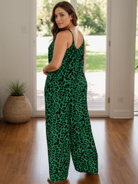 Hazel Blues® |  Leopard Scoop Neck Wide Leg Jumpsuit